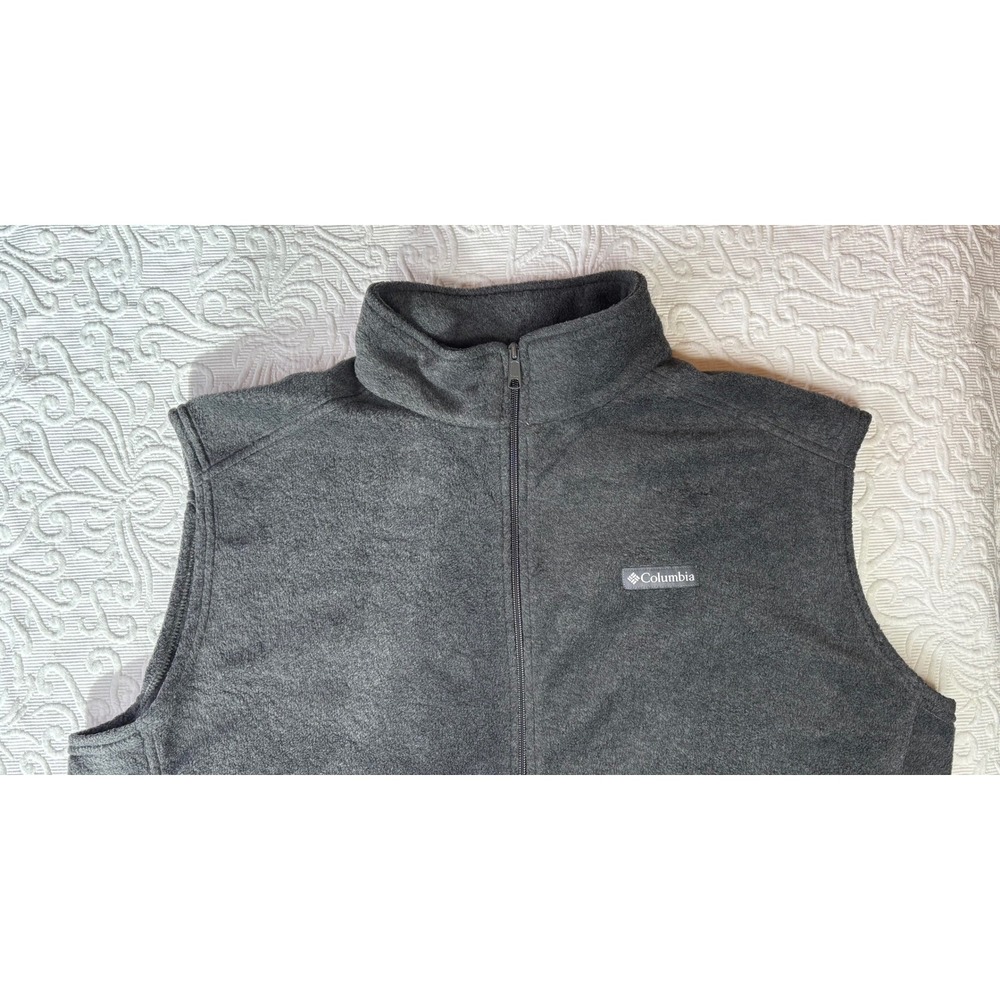Columbia Men Fleece Vest Charcoal Gray Full Zip Hiking‎ Travel Casual XXL